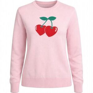 Pink Rose Cherry Sweater Pink M Valentine’s Day